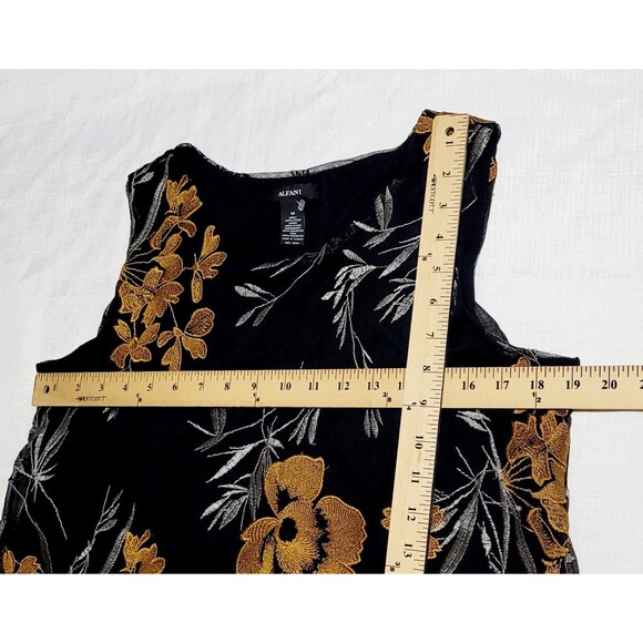 Alfani black floral Asymmetrical  Scoop neck sleeveless stretch top M - Picture 6 of 9